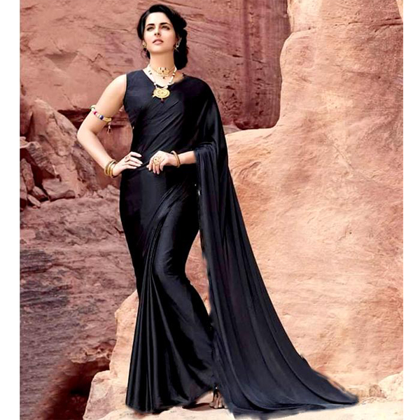 Women's Japani Soft Silk Saree - Black