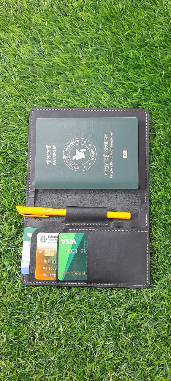 100% Cow Leather Passport Holder with Card Slot