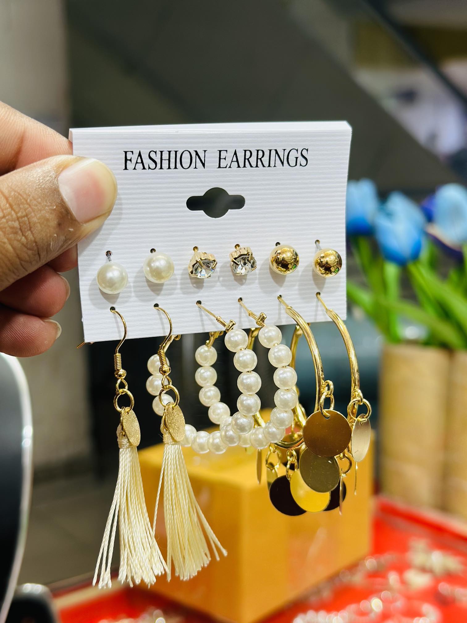 9 Pairs Alloy+Pearl Pearl Earring Set for Women